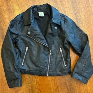 Black Faux Leather Zip Jacket | Toddler Girl 4T | Classic Cool Outerwear Crazy 8